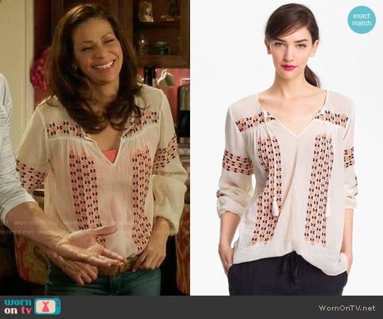 Joie Nira Blouse worn by Regina Vasquez (Constance Marie) on Switched at Birth