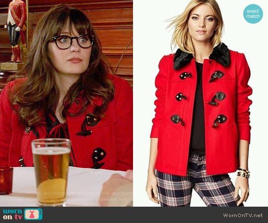 Juicy Couture Short Swing Coat worn by Zooey Deschanel on New Girl