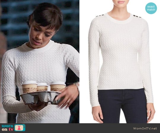 Karen Millen Button Cable Knit Sweater worn by Camille Saroyan (Tamara Taylor) on Bones