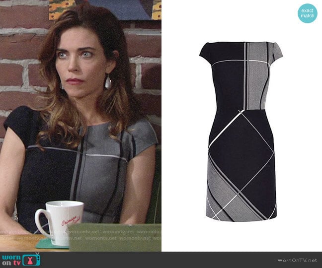 Karen Millen Check Dress worn by Victoria Newman (Amelia Heinle) on The Young and the Restless