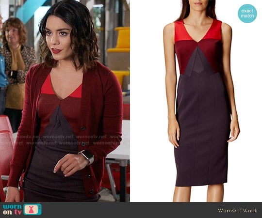 Karen Millen Color-Block Pencil Dress worn by Emily Locke (Vanessa Hudgens) on Powerless