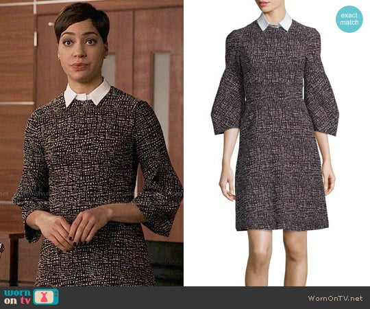 Lela Rose Printed Detachable-Collar A-Line Dress worn by Lucca Quinn (Cush Jumbo) on The Good Fight