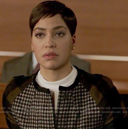 Lucca's gingham checked jacket on The Good Fight