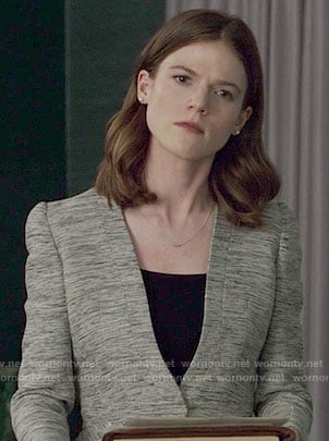 Maia’s grey peplum jacket on The Good Fight