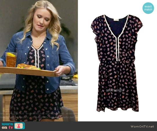 Maison Jules Flutter Sleeve Dress in Turtles worn by Gabi Diamond (Emily Osment) on Young and Hungry