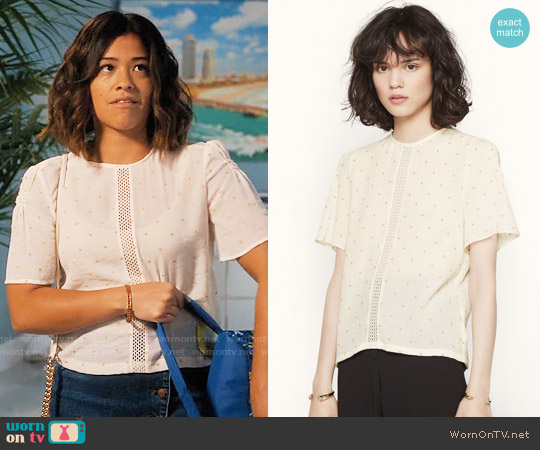 Maje Lione Top worn by Jane Villanueva (Gina Rodriguez) on Jane the Virgin