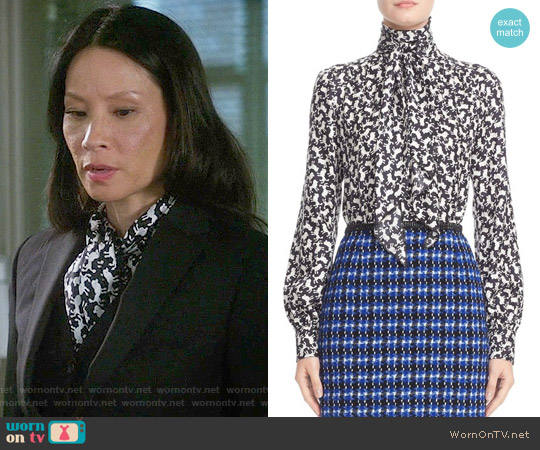 Marc Jacobs Tie Neck Poodle Print Blouse worn by Joan Watson (Lucy Liu) on Elementary