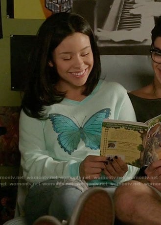 Mariana's mint butterfly print sweatshirt on The Fosters