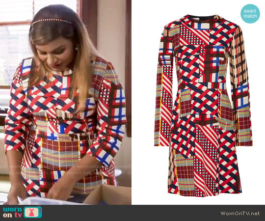 Marni Printed cotton and silk-blend dress worn by Mindy Lahiri (Mindy Kaling) on The Mindy Project