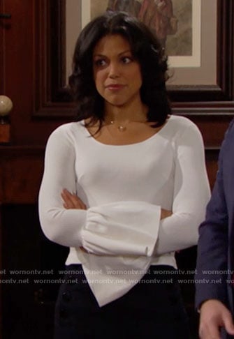 Maya’s white bell sleeve top on The Bold and the Beautiful