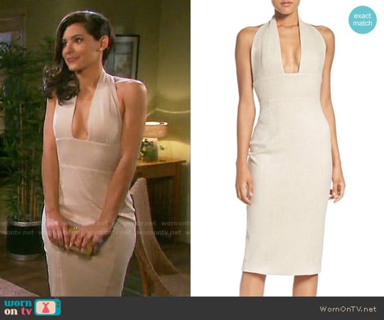 Misha Collection Tanya Faux Suede Halter Midi Dress worn by Gabi Hernandez (Camila Banus) on Days of our Lives