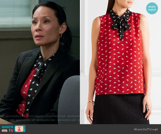 Miu Miu Printed silk crepe de chine top worn by Joan Watson (Lucy Liu) on Elementary