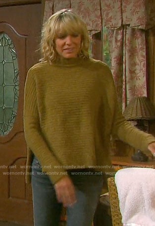 Nicole’s yellow zip-back sweater on Days of our Lives