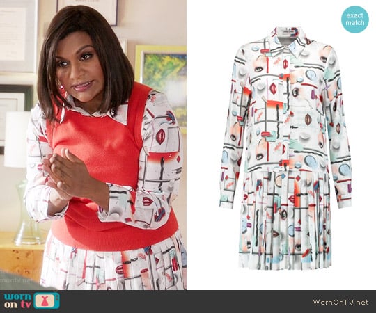 Opening Ceremony High Gloss Shirtdress worn by Mindy Lahiri (Mindy Kaling) on The Mindy Project