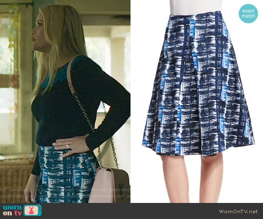 Oscar de la Renta Watercolor Plaid Pleated A-Line Skirt worn by Madeline Martha Mackenzie (Reese Witherspoon) on Big Little Lies