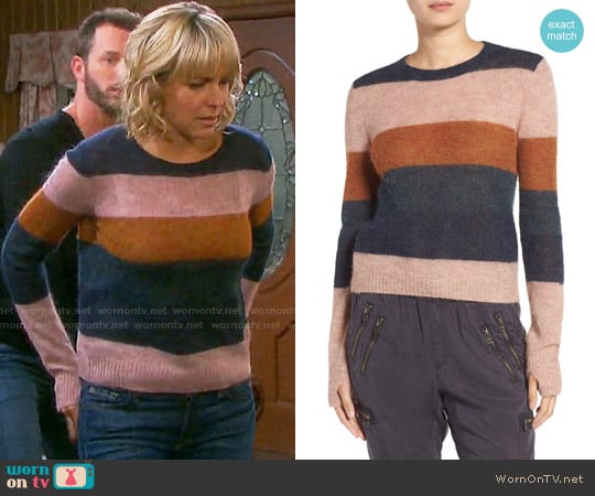 Pam & Gela Stripe Alpaca Blend Sweater worn by Nicole Walker (Arianne Zucker) on Days of our Lives