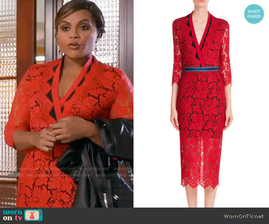 Preen Red Lace Dress worn by Mindy Lahiri (Mindy Kaling) on The Mindy Project