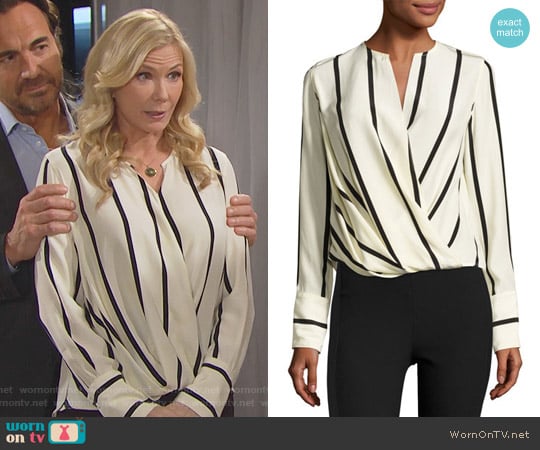 Rag & Bone Max Striped Blouse worn by Brooke Logan (Katherine Kelly Lang) on The Bold and the Beautiful