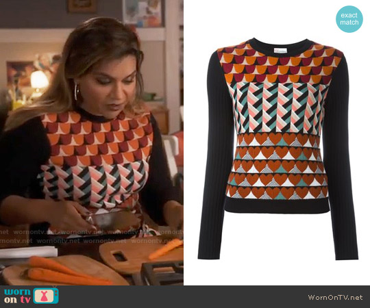 RED Valentino Intarsia Sweater worn by Mindy Lahiri (Mindy Kaling) on The Mindy Project