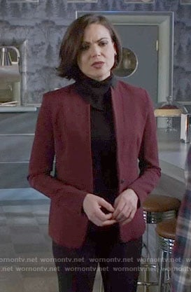 Regina’s burgundy blazer with black collar on Once Upon a Time