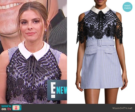 Self Portrait Striped Shirting Dress with Lace Cape worn by Maria Menounos on E! News