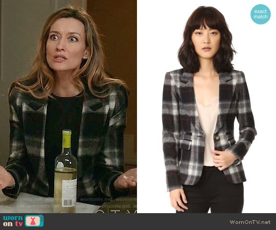 Smythe Peaked Lapel Blazer in Grey Plaid / Mahogany worn by Alex Kirkman (Natascha McElhone) on Designated Survivor