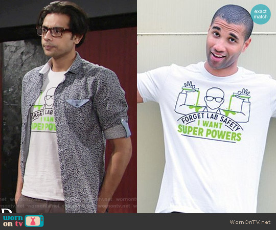 Snorg Tees Forget Lab Safety Tee worn by Ravi Shapur (Abhi Sinha) on The Young and the Restless