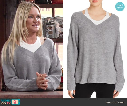 T by Alexander Wang Layered V-Neck Sweater worn by Sharon Newman (Sharon Case) on The Young and the Restless