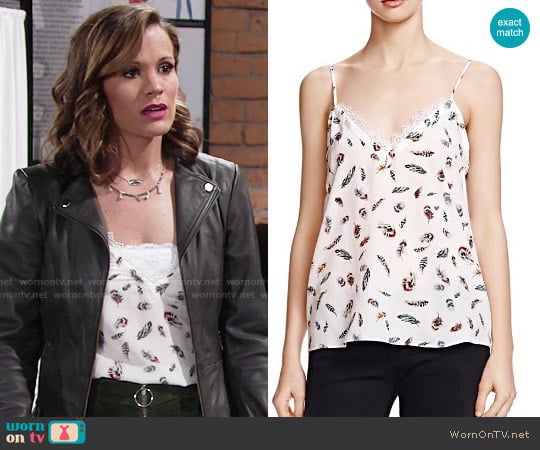 The Kooples Feather Print Silk Tank Top worn by Chelsea Lawson (Melissa Claire Egan) on The Young and the Restless