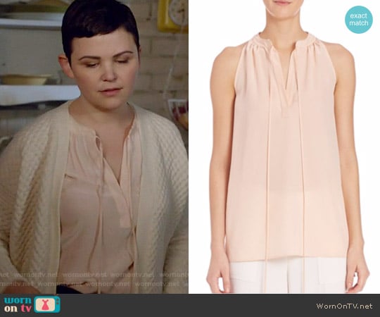 Theory Livilla Top in Pearl Pink worn by Mary Margaret (Ginnifer Goodwin) on Once Upon A Time