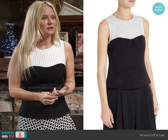 Tibi Colorblock Corset Top worn by Sharon Newman (Sharon Case) on The Young and the Restless