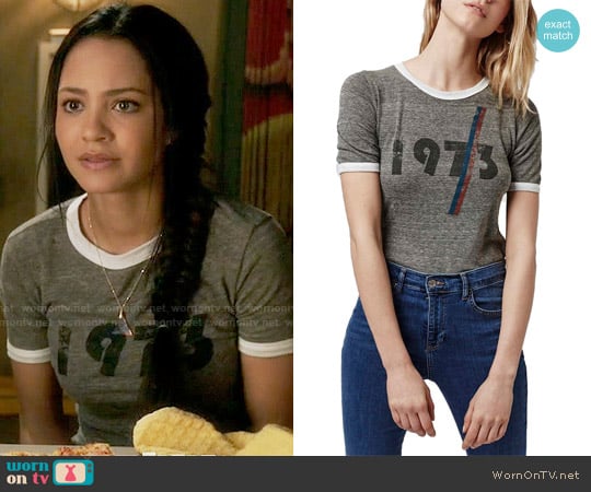 Topshop 1973 Ringer Tee worn by Ally (Tristin Mays) on Switched at Birth