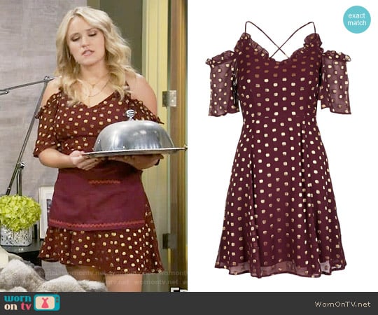 Topshop Spot Cold Shoulder Mini Dress worn by Gabi Diamond (Emily Osment) on Young and Hungry