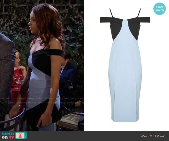 Topshop Colour Block Midi Dress worn by Nicole Avant (Reign Edwards) on The Bold and the Beautiful