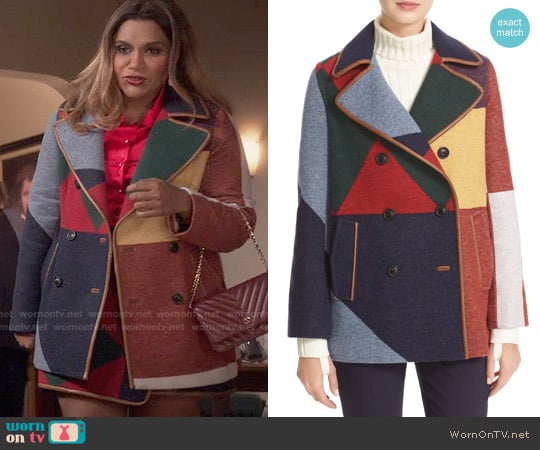 Tory Burch Cheval Peacoat worn by Mindy Lahiri (Mindy Kaling) on The Mindy Project