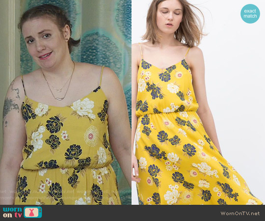 Zara Printed Dress worn by Hannah Horvath (Lena Dunham) on Girls