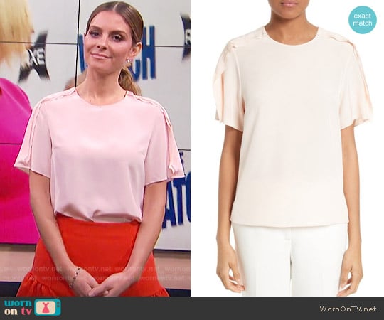 3.1 Phillip Lim Ruffle Silk Tee worn by Maria Menounos on E! News