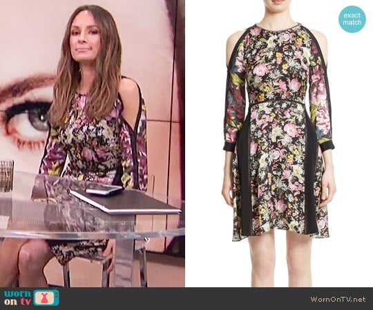 3.1 Phillip Lim Meadow Flower Print Silk Cold Shoulder Dress worn by Catt Sadler on E! News