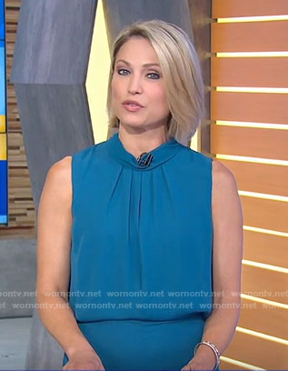 Amy’s blue sleeveless mini dress on Good Morning America