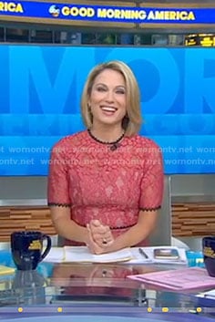 Amy’s pink lace dress with back cutout on Good Morning America