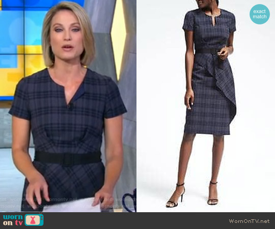 Blue Plaid Seersucker Dress by Banana Republic worn by Amy Robach on Good Morning America