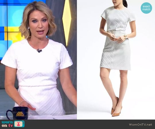 Clip Jacquard Sheath Dress by Banana Rrepublic worn by Amy Robach on Good Morning America