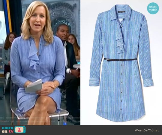 Stripe Ruffle-Front Shirtdress by Banana Republic worn by Lara Spencer on Good Morning America