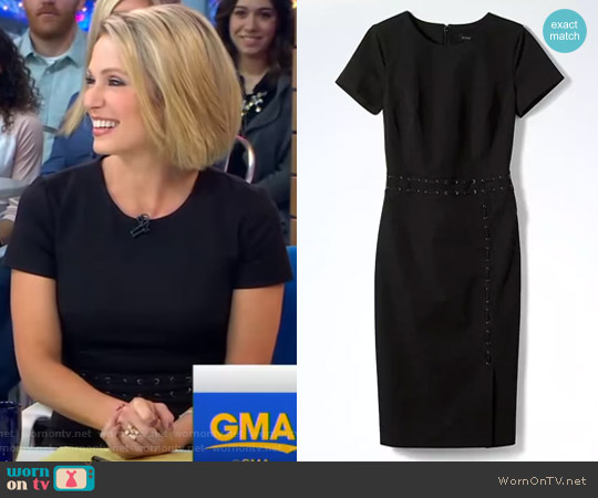 Short-Sleeve Bistretch Stitched Waist Dress by Banana Republic worn by Amy Robach on Good Morning America