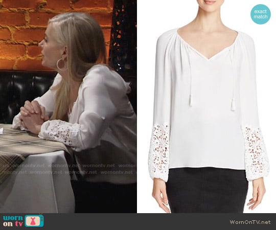 Elie Tahari Mariella Lace Silk Peasant Blouse worn by Ashley Abbott (Eileen Davidson) on The Young and the Restless