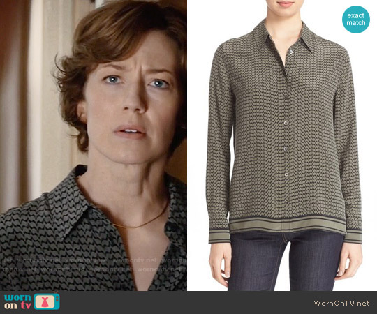 Equipment Shiloh Printed Silk Top worn by Nora Durst (Carrie Coon) on The Leftovers