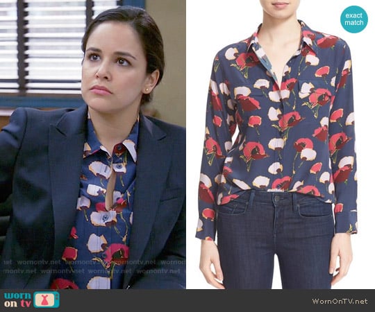 Equipment Slim Signature Floral Blouse worn by Amy Santiago (Melissa Fumero) on Brooklyn Nine-Nine