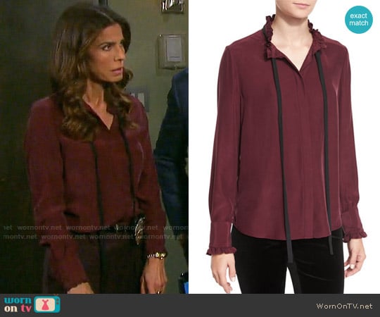 Frame Ruffle Neck Long-Sleeve Blouse worn by Hope Williams (Kristian Alfonso) on Days of our Lives