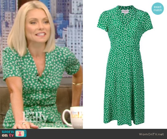 Floral Print V-Neck Dress by Harley Viera Newton worn by Kelly Ripa on Live with Kelly and Mark