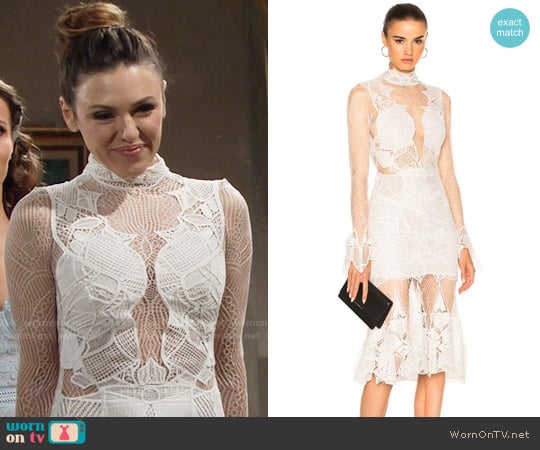 Jonathan Simkhai Linear Dome Lace Dress worn by Chloe Mitchell (Elizabeth Hendrickson) on The Young and the Restless